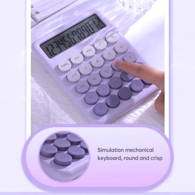 Desktop Calculator 12 Digit Large LCD Display Big Round Button Cute Gradient Colored Calculator_img_4
