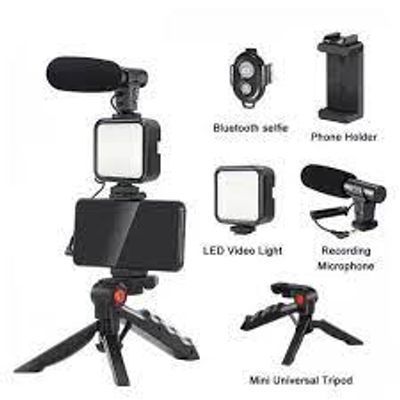 Exclusive AY-49 Phone Vlog Tripod Vlogging Kits Live Selfie Fill Light Integration with Remote Control Microphone LED Light_img_8