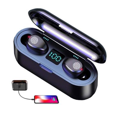 F9 TWS Bluetooth Earbuds Wireless BT 5.0 HiFi Noise-Cancelling Earphones W/1PC 2000mAh Charging Case_img_2