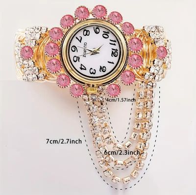 Women'S Gorgeous Fashion Digital Pointer Red Luxury Rhinestone Pendant Quartz Watch, Gift for Her_img_2