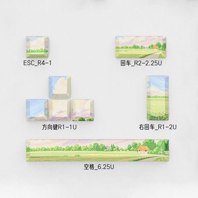 Serene Fields Cherry Keycaps Set with Spacebar Arrows - Set of 8 Keys_img_3