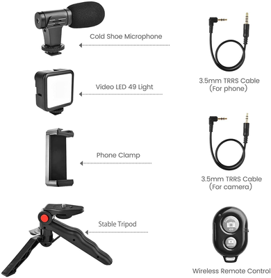 Video -Making Tripod Kit For Live Broadcast 3 In 1 With Microphone, Led Light, Mini Stand & Remote Control, Vloging Kit_img_3