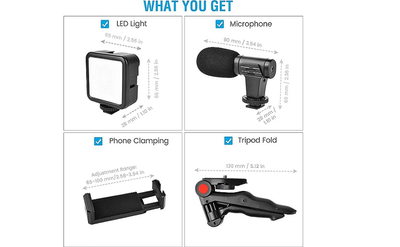Video -Making Tripod Kit For Live Broadcast 3 In 1 With Microphone, Led Light, Mini Stand & Remote Control, Vloging Kit_img_2