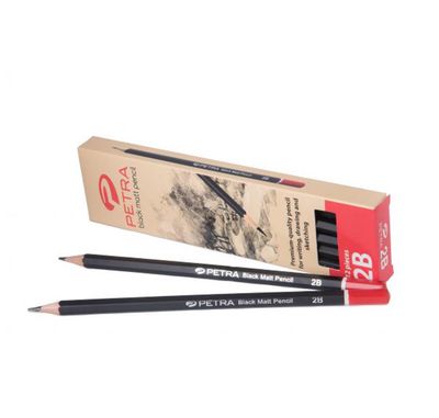 Petra Black Matt Pencil for writing, Drawing, Sketching 2B Pack of 12 Pcs_img_0
