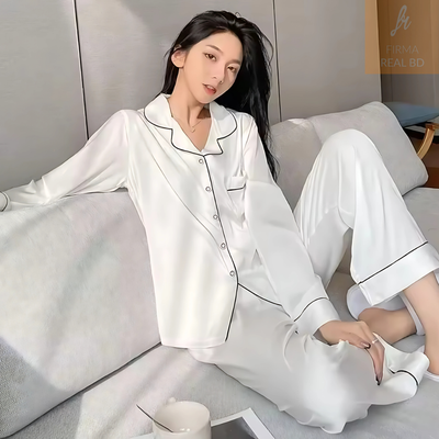 Solid Color Casual Imitation Silk Home Clothes Nightwear Women's Nightie_img_5