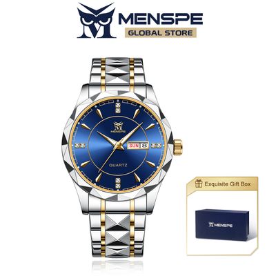 💥MENSPE Waterproof Steel Strip Double Calendar Wrist Watches_img_0