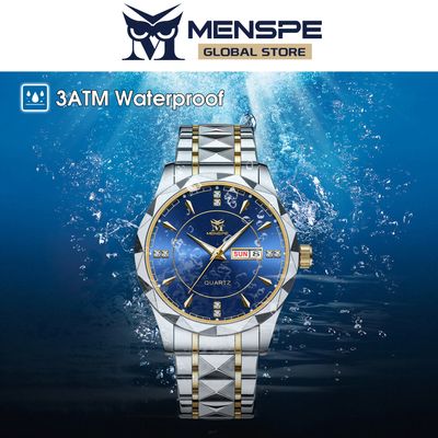 💥MENSPE Waterproof Steel Strip Double Calendar Wrist Watches_img_1