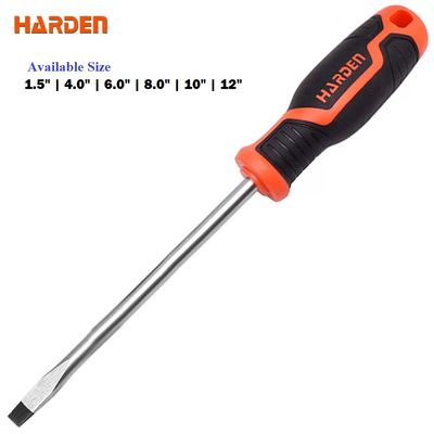 HARDEN Slotted Magnetic Screwdriver ( 1.5" | 4" | 6" | 8" | 10" | 12" ), Flat Screw driver with strong magnet & CRV; Model: 550251 | 550253 | 550255 | 550256 |  550257 | 550258_img_0