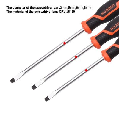 HARDEN Slotted Magnetic Screwdriver ( 1.5" | 4" | 6" | 8" | 10" | 12" ), Flat Screw driver with strong magnet & CRV; Model: 550251 | 550253 | 550255 | 550256 |  550257 | 550258_img_3