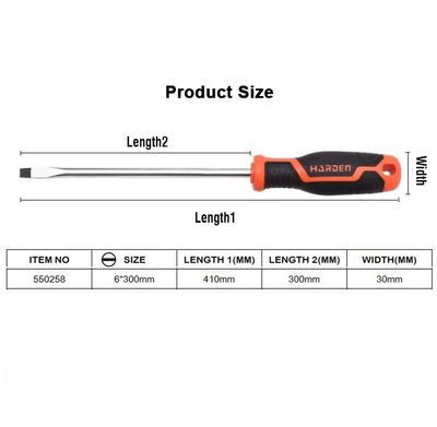 HARDEN Slotted Magnetic Screwdriver ( 1.5" | 4" | 6" | 8" | 10" | 12" ), Flat Screw driver with strong magnet & CRV; Model: 550251 | 550253 | 550255 | 550256 |  550257 | 550258_img_18