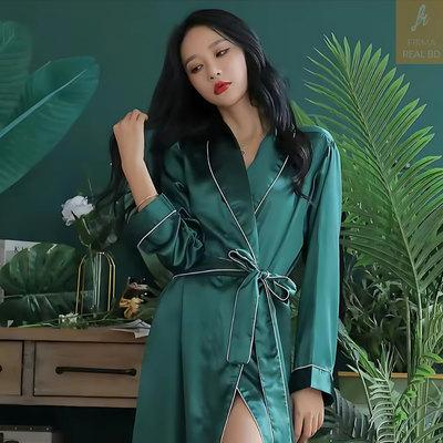 Silk Robes  Cardigan Top Outwear Solid Dressing Gown_img_0