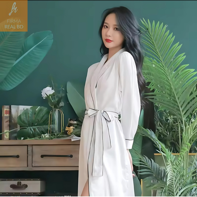 Silk Robes  Cardigan Top Outwear Solid Dressing Gown_img_1