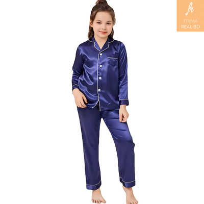 Pajamas Little Kids Girls Satin Long Sleeve Button-Down Pajamas Set_img_6