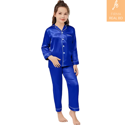 Pajamas Little Kids Girls Satin Long Sleeve Button-Down Pajamas Set_img_10