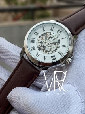 FOSSIL AUTO BROWN BELT WHITE DIAL_img_0