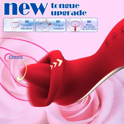 Handle Mouth Shaped Vibrator 10 Tongue Licking Kissing Clit Nipple G-Spot Vibrators Clitoral Stimulator Adult Sex Toys for Women_img_4