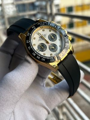 Rolex Daytona White Dial Gold Frame AA Stone_img_0