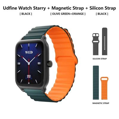 Udfine Watch Starry 1.8” HD Display Bluetooth Call Alexa Smartwatch Double Straps – Black Color_img_2