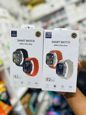 WiWU SW01 Ultra Max Wireless bluetooth Calling Smart Watch with Big Size screen + 2 Strap – Black Color_img_1