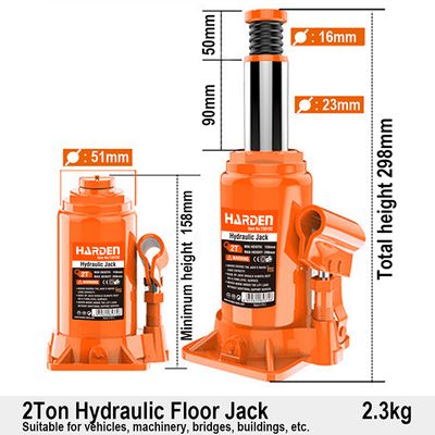 HARDEN Hydraulic Bottle Jack( 2 Ton |  3 Ton | 5 Ton | 10 Ton | 50 Ton ), Heavy Duty Car & Truck Lifting Jack; 730102_img_5