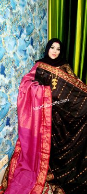 black and magenta cotton gaduwal saree_img_0