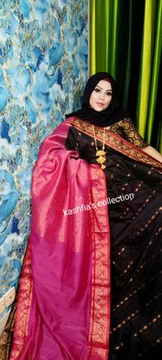 black and magenta cotton gaduwal saree_img_1