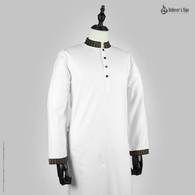 Cotton Embroidery Panjabi - White_img_0