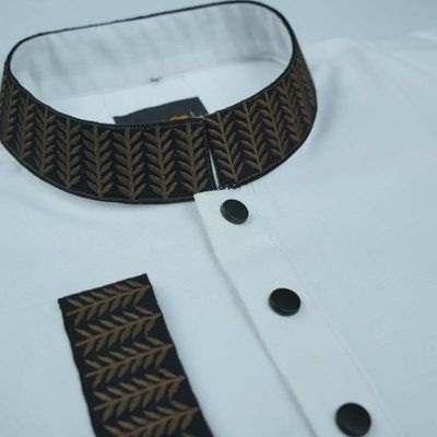 Cotton Embroidery Panjabi - White_img_1