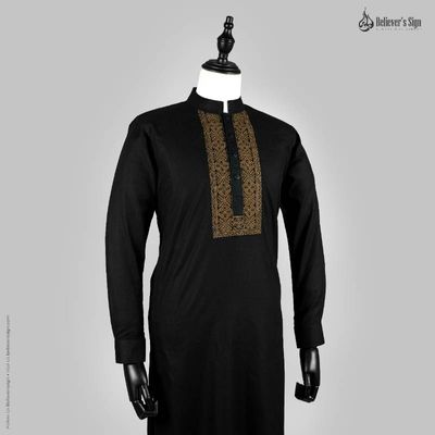 Cotton Embroidery Panjabi - Black_img_0