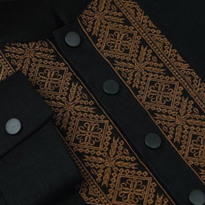 Cotton Embroidery Panjabi - Black_img_1