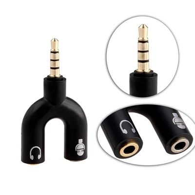 U-Shape Converter- 3.5mm Audio Splitter For Headphone And Microphone- Black and White_img_1