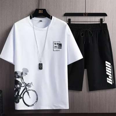 MAISHUSHU Men's Sets Hip Hop Clothes Streetwear Summer Outfit Male T-Shirt and Shorts Two Pieces Hip-Hop Set Casual (Hh0815 Black,Medium)_img_2