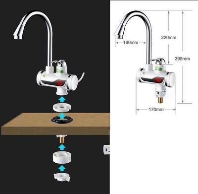 Electric Digital Display Instant Hot Water Tap With Hand Shower, Tankless Electric Faucet, Digital Bathroom Heater (Wall Mount)_img_3