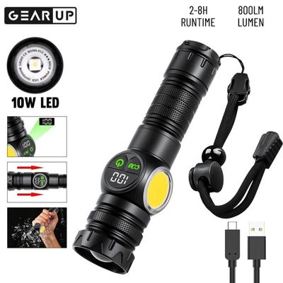 GearUP K60 Rechargeable Flashlight 10W COB + LED Torchlight_img_2