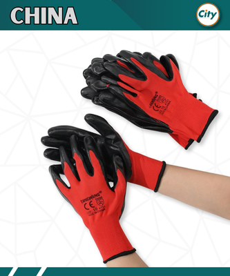 ৫ জোড়া হ্যান্ড গ্লাভস নাইলন রাবার প্রলেপ করা সেফটি গ্লাভস লাল_img_2