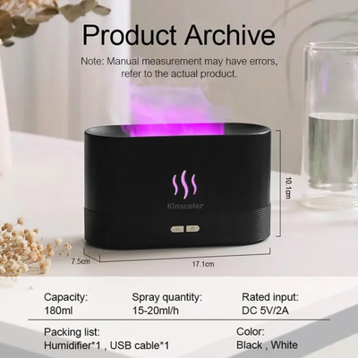 9 Flame Effect Air Humidifier with LED Light & Aromatherapy Function_img_1