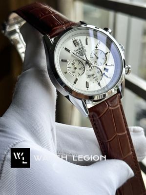 TAG BELT 3 CHRONO SILVER BODY BROWN BELT, WHITE DIAL