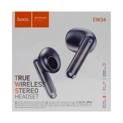 HOCO EW34 True Wireless Bluetooth Earbuds – Gray Color_img_1