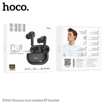 Hoco EW60 Plus Norman True Wireless ANC BT Headset – Black Color_img_1