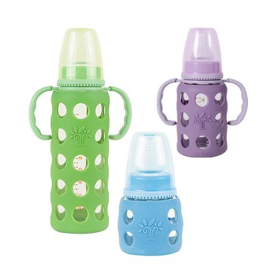 Minitree Slimneck Glass Feeding Bottle with Rubber Cover_img_0
