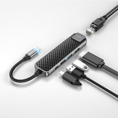 Hoco HB23 5-In-1 USB Type-C Hub + HDMI + USB3.0 + USB2.0 + RJ45 + PD_img_1