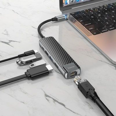 Hoco HB23 5-In-1 USB Type-C Hub + HDMI + USB3.0 + USB2.0 + RJ45 + PD_img_3