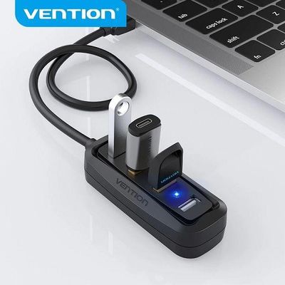 Vention 4 ports USB2.0 HUB 1M Black (VAS-J43-B100)_img_1