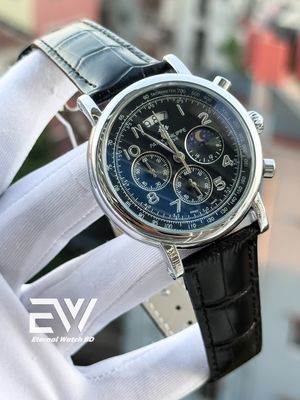 PATEK BLACK DIAL BLACK BELT SILVER CASE_img_1