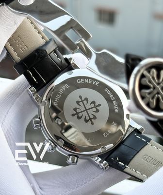 PATEK BLACK DIAL BLACK BELT SILVER CASE_img_2