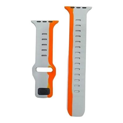 Dual Color 42mm-44mm-45mm-49mm Soft Silicone Watch Straps- Orange Gray_img_0