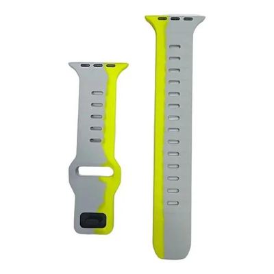 Dual Color 42mm-44mm-45mm-49mm Soft Silicone Watch Straps- Yellow Gray_img_0
