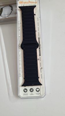 Dual Color Silicon Magnetic Strap For Smart Watch- 42/44/45/49mm- Black+Orange Color_img_1