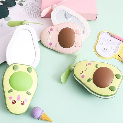 Portable Avocado Handheld Mini Air Cooler with Built-in Mirror and USB Charging_img_2