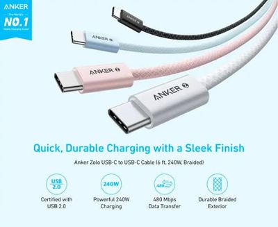 Anker Zolo 240W USB C to USB C Cable for iPhone 16 - Black_img_4